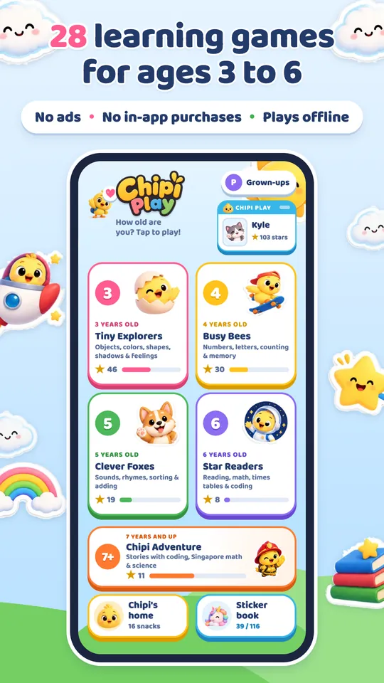 Learning games for ages 3 to 6