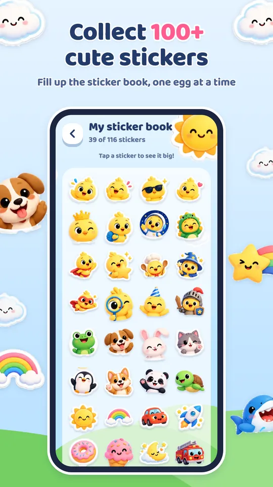 Collect 100+ cute stickers